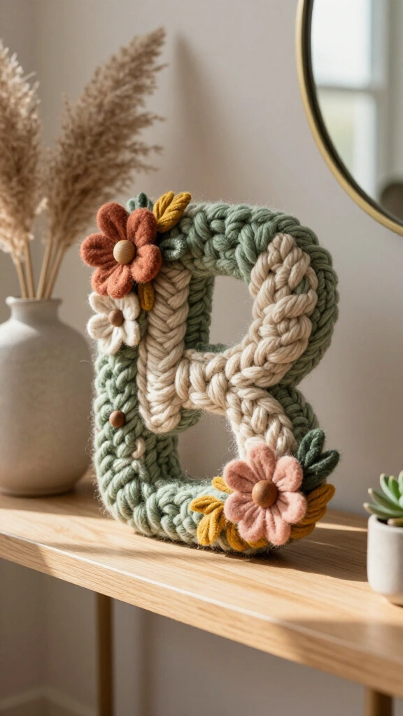 Yarn-Wrapped Cardboard Letter Monograms