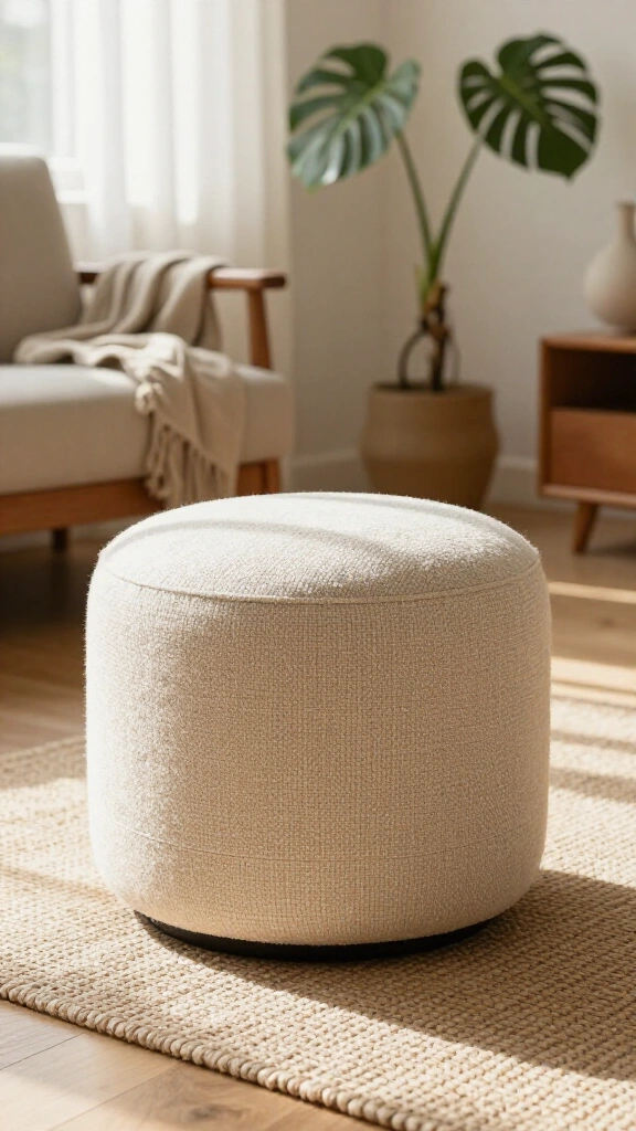 Sturdy Upholstered Footstool Ottoman