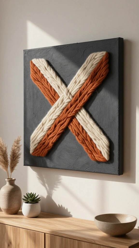 Geometric Yarn Art on Canvas