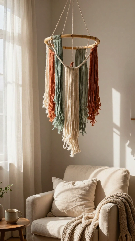 Hanging Yarn Chandelier Mobiles