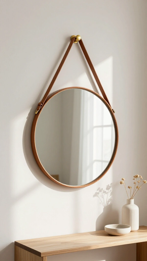 Minimalist Leather Strap Mirror