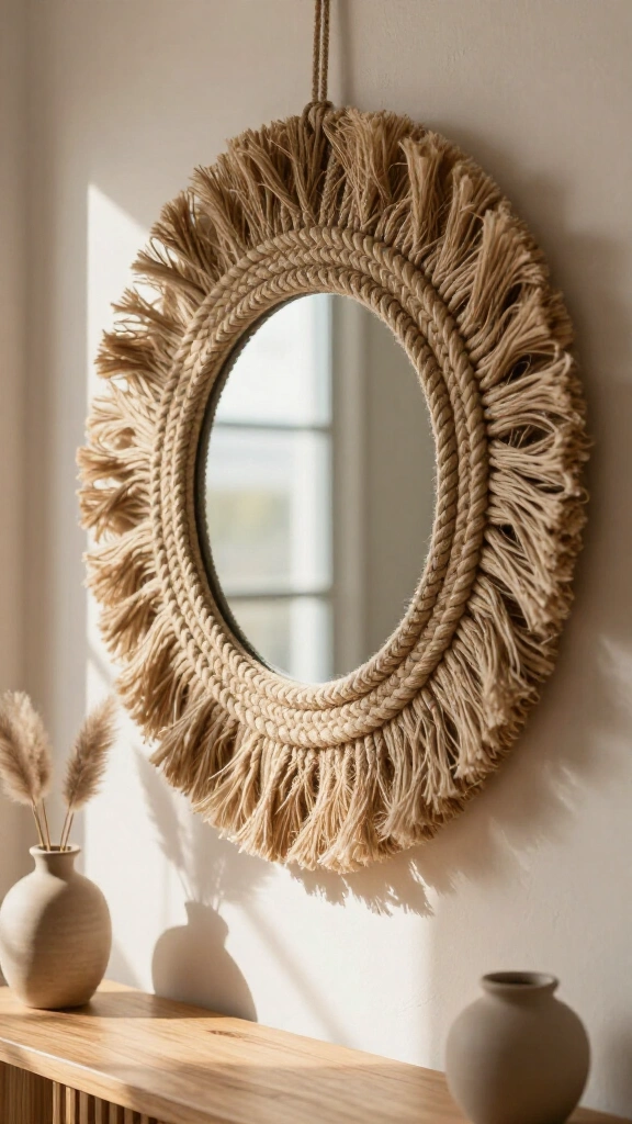 Boho Jute Rope Mirror Frame