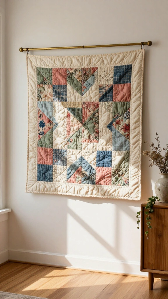 Upcycled Vintage Quilt Hanging