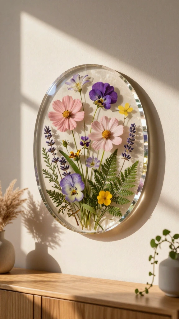 Pressed Flower Resin Wall Plaque
