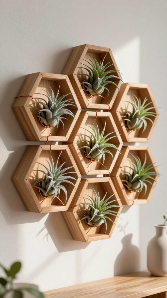 Air Plant Wooden Hexagon Wall Garden