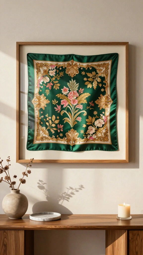 Framed Vintage Silk Scarf