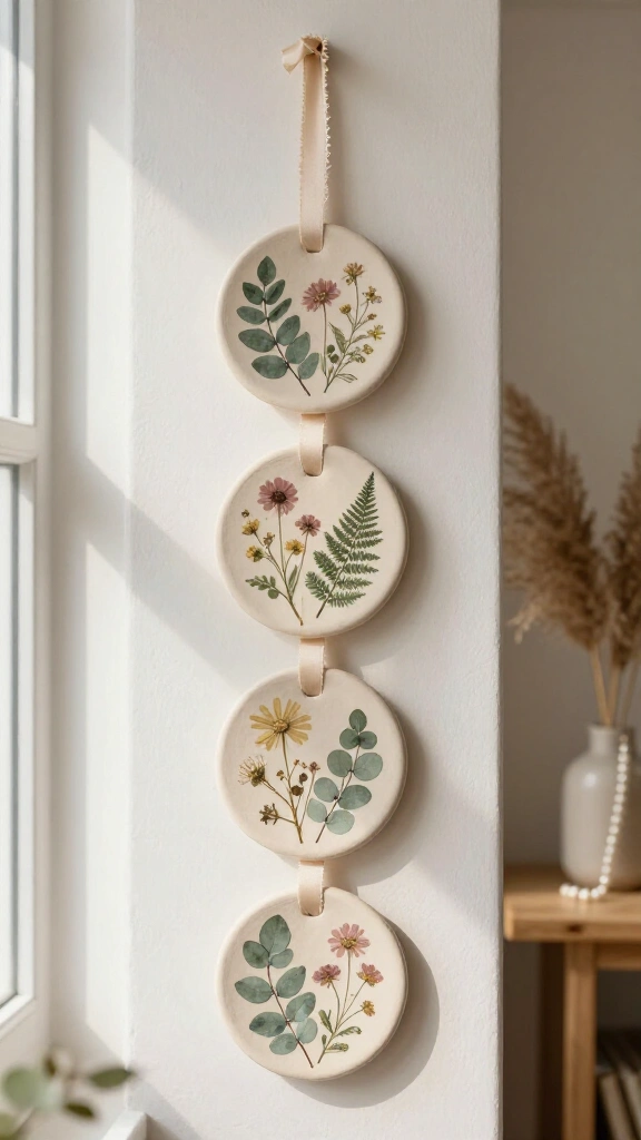 Decoupage Botanical Clay Discs
