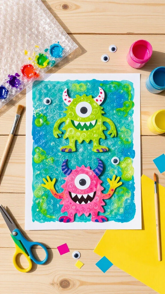 DIY Bubble Wrap Printed Monsters