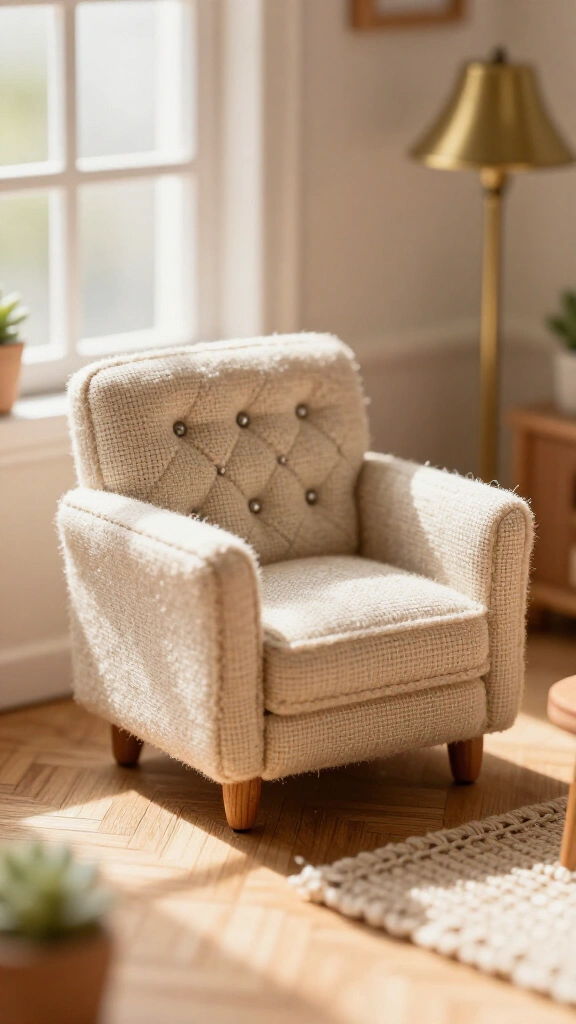 Scrap fabric tufted armchair