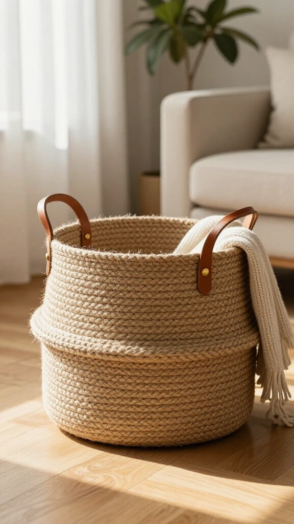 Coiled Jute Rope Storage Basket