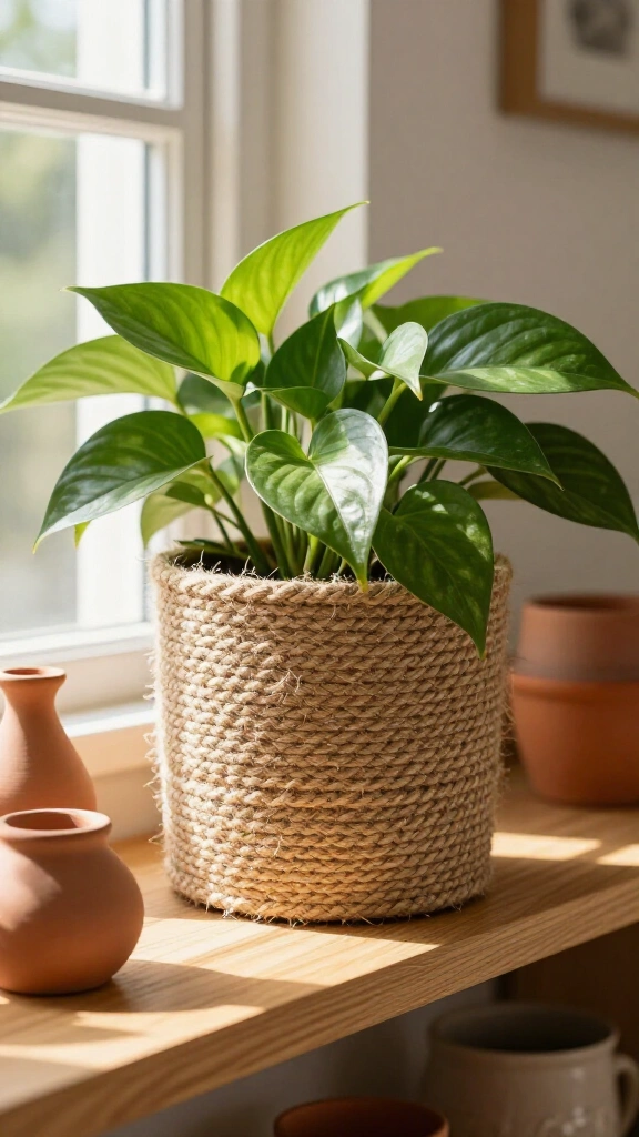 Jute Twine Wrapped Plant Pots