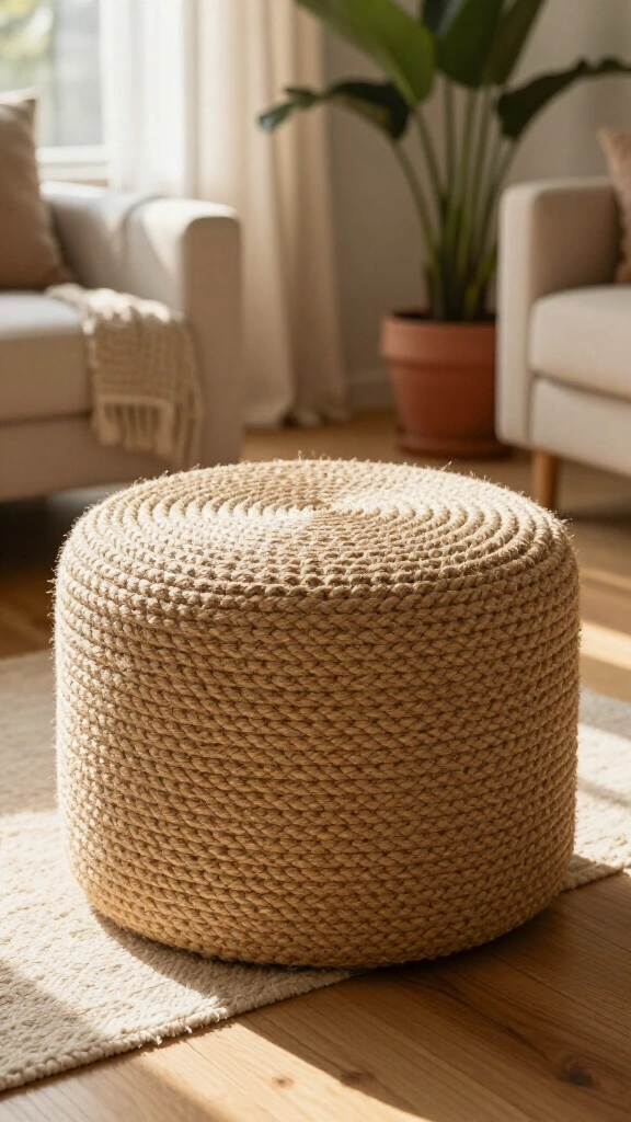 Jute Rope Ottoman Pouf