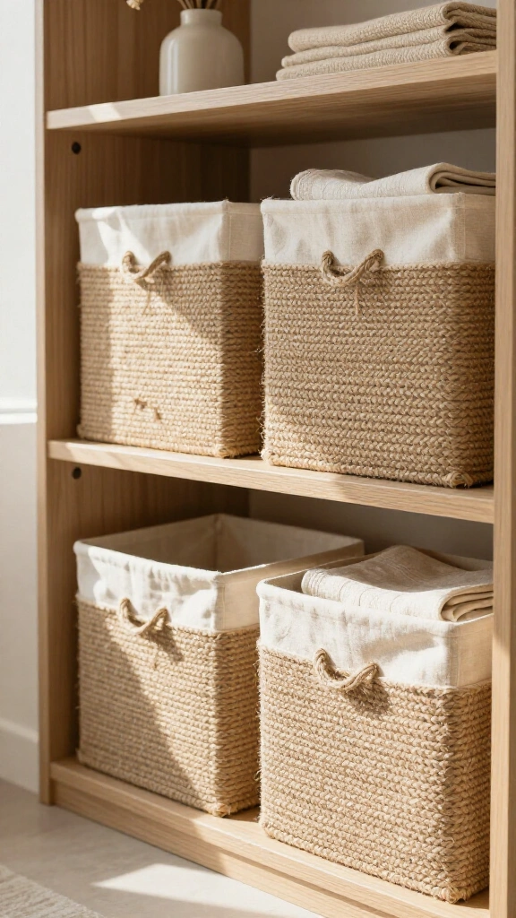 Jute Wrapped Storage Bins
