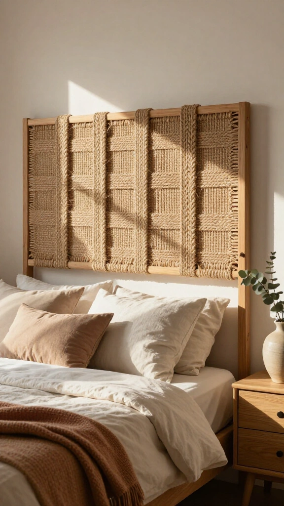 Rustic Jute Headboard Panel