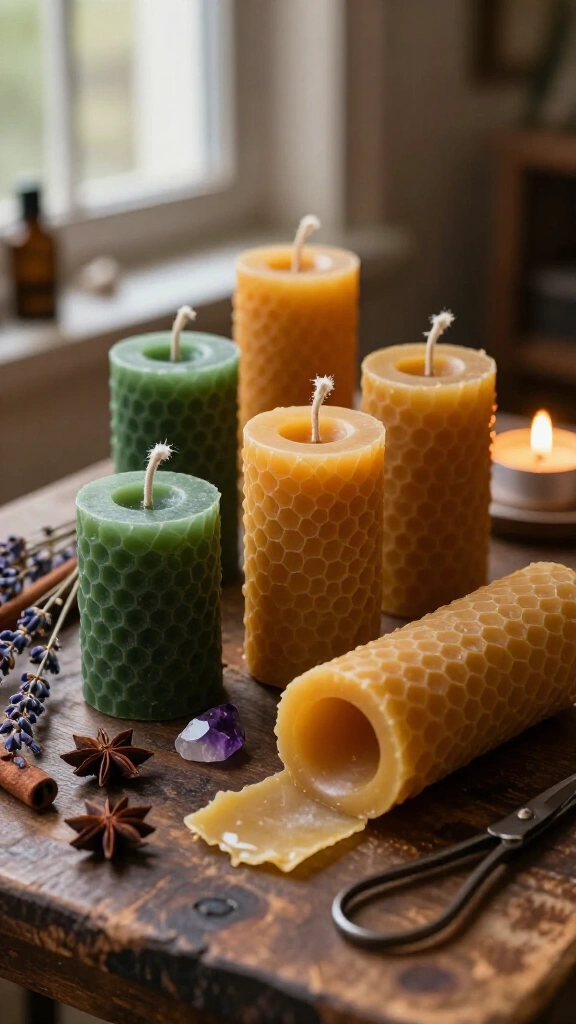 Rolled Beeswax Spell Candles
