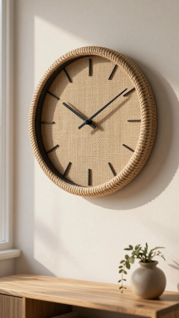Jute Wrapped Wall Clock