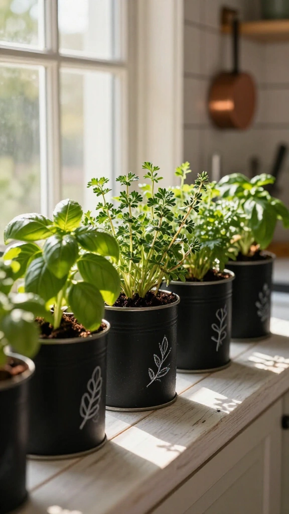 Upcycled Tin Can Herb Garden