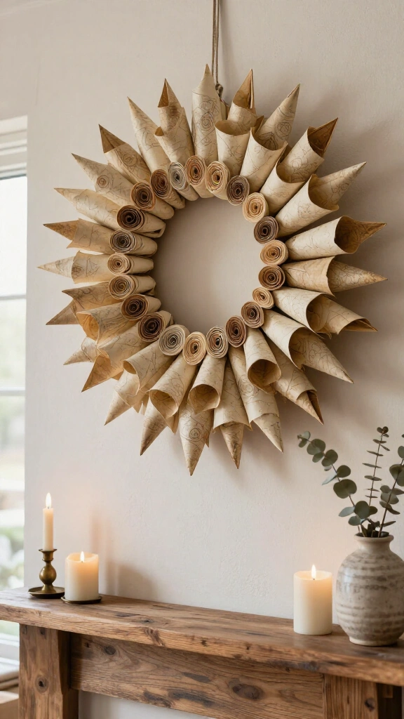 Rolled Page Starburst Wreath