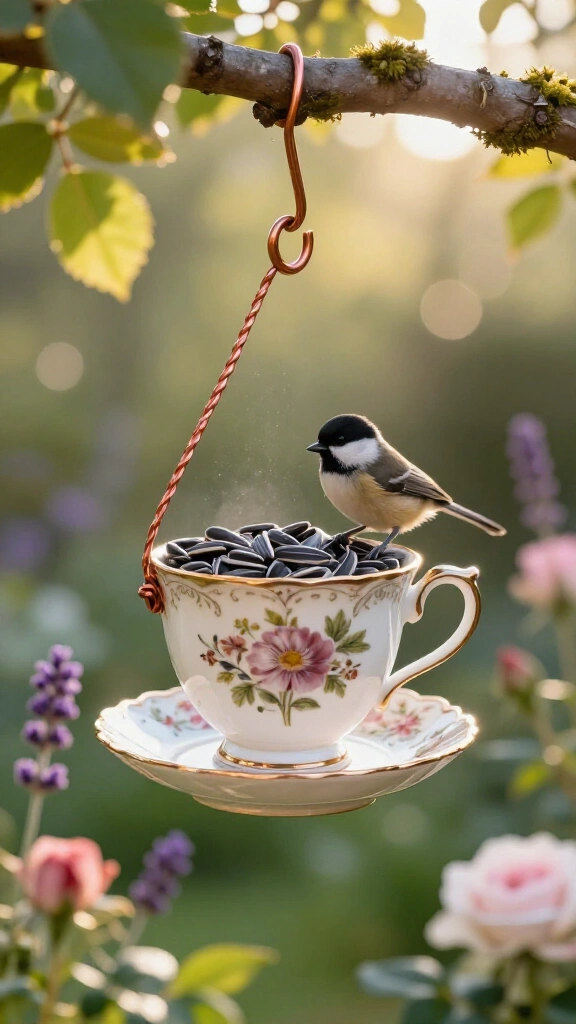 Vintage Teacup Bird Feeders