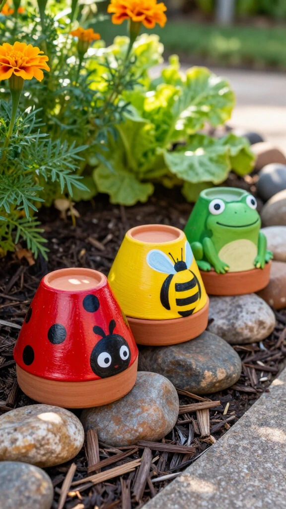 Painted Clay Pot Garden Critters