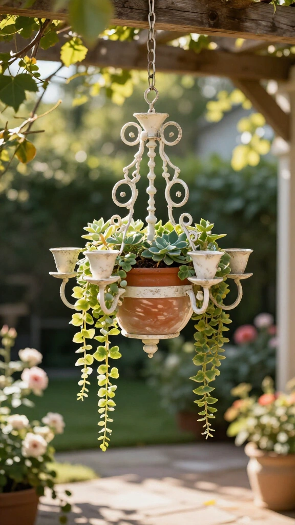 Upcycled Chandelier Planter