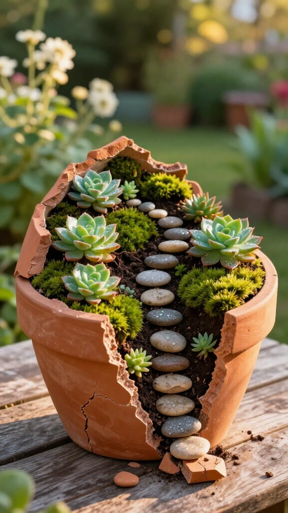 Broken Pot Fairy Garden