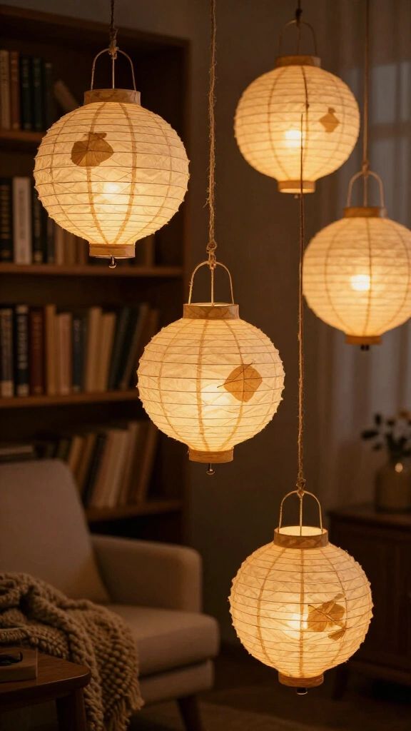 Hanging Book Page Lanterns