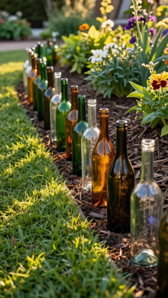 Glass Wine Bottle Garden Border