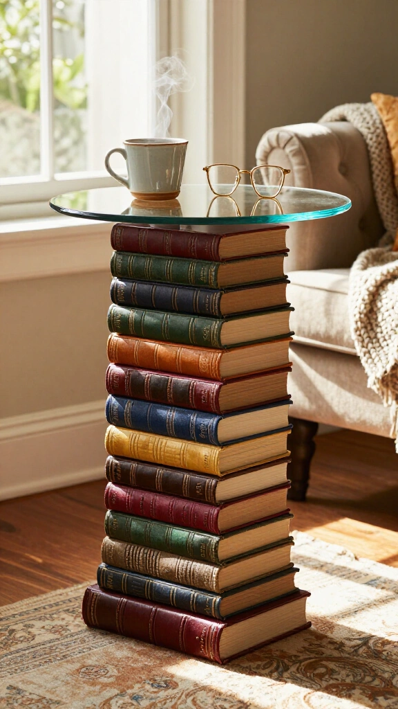 Stacked Book Accent Table