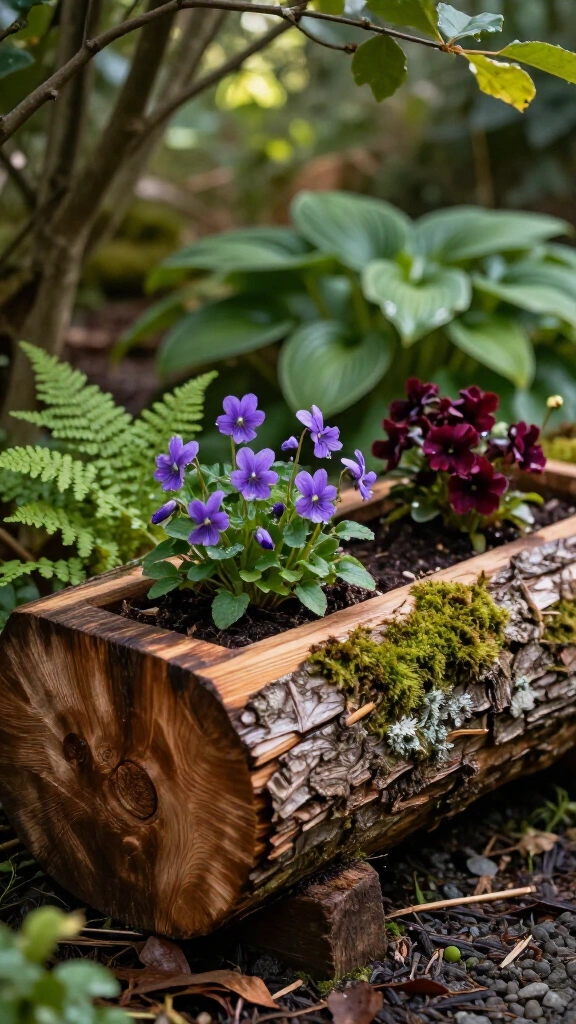 Natural Hollow Log Planter