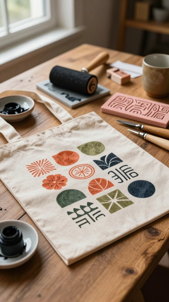 Custom Tote Bag Block Printing