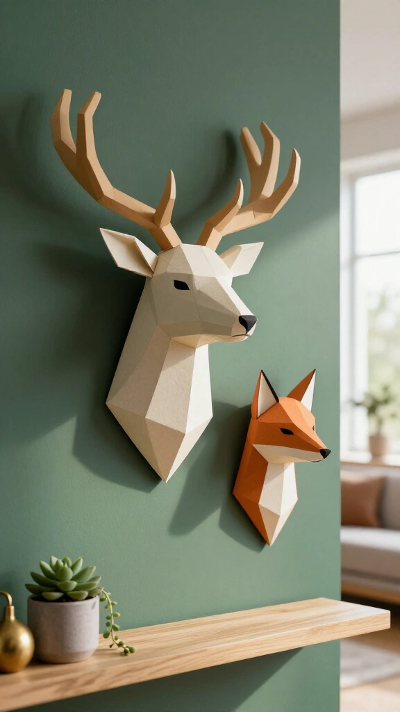 Low-Poly Origami Animal Wall Masks