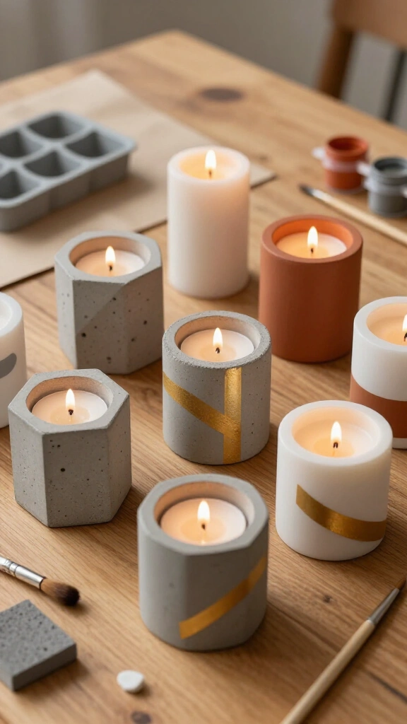 Industrial Concrete Candle Holders