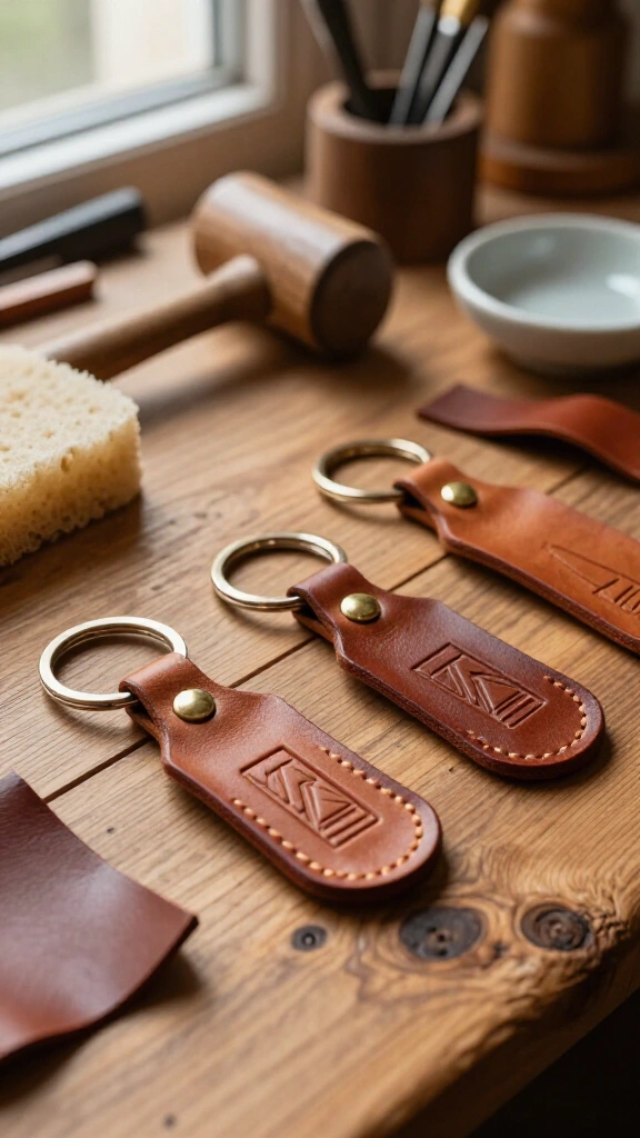 Stamped Leather Keychains