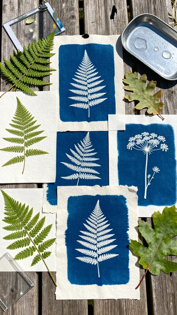 Sun-Print Cyanotype Fabric Art