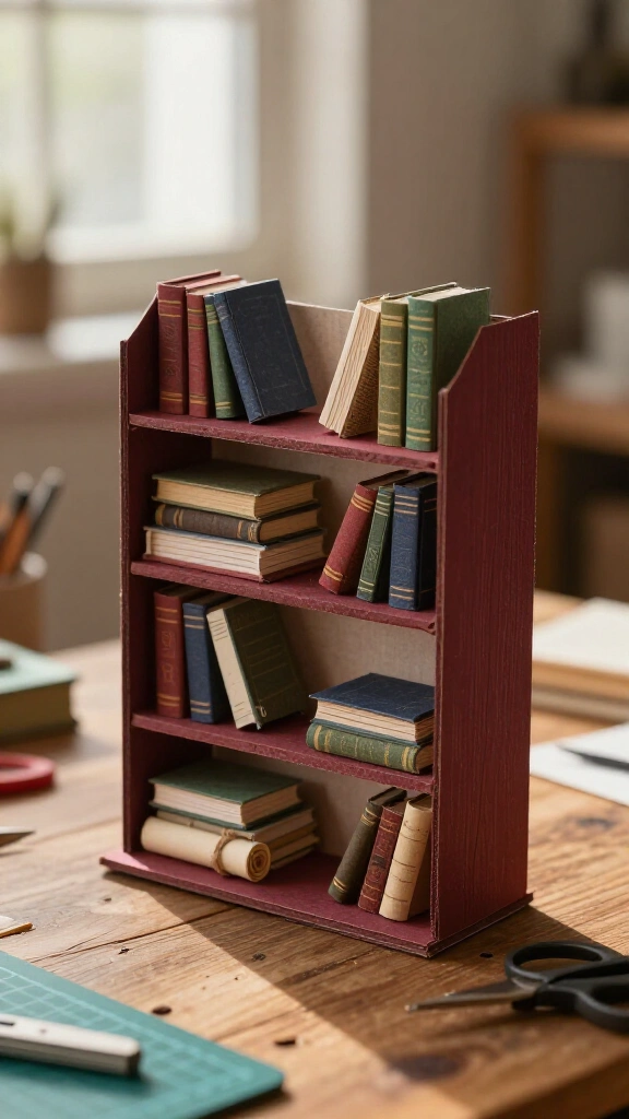 Miniature Printable Bookshelves with Tiny Books
