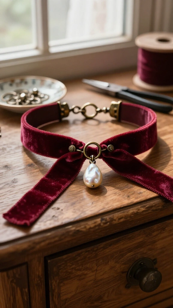 Vintage velvet ribbon choker