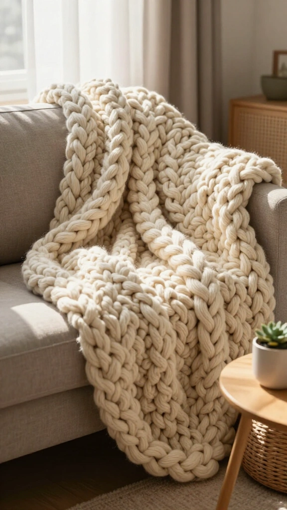 Chunky Arm-Knit Throw Blanket