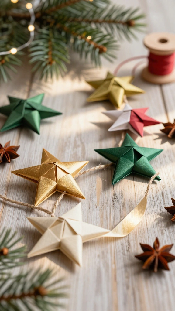 Origami folded ribbon stars