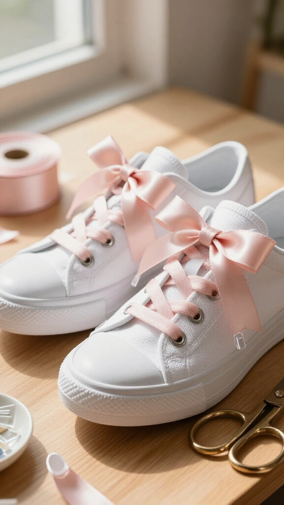 Satin ribbon shoelaces