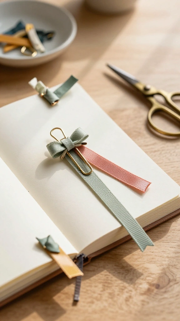 Ribbon bookmark paperclips