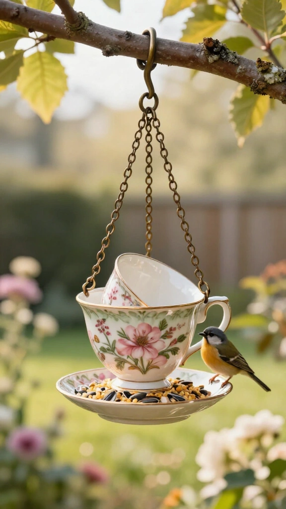 Teacup Backyard Bird Feeder