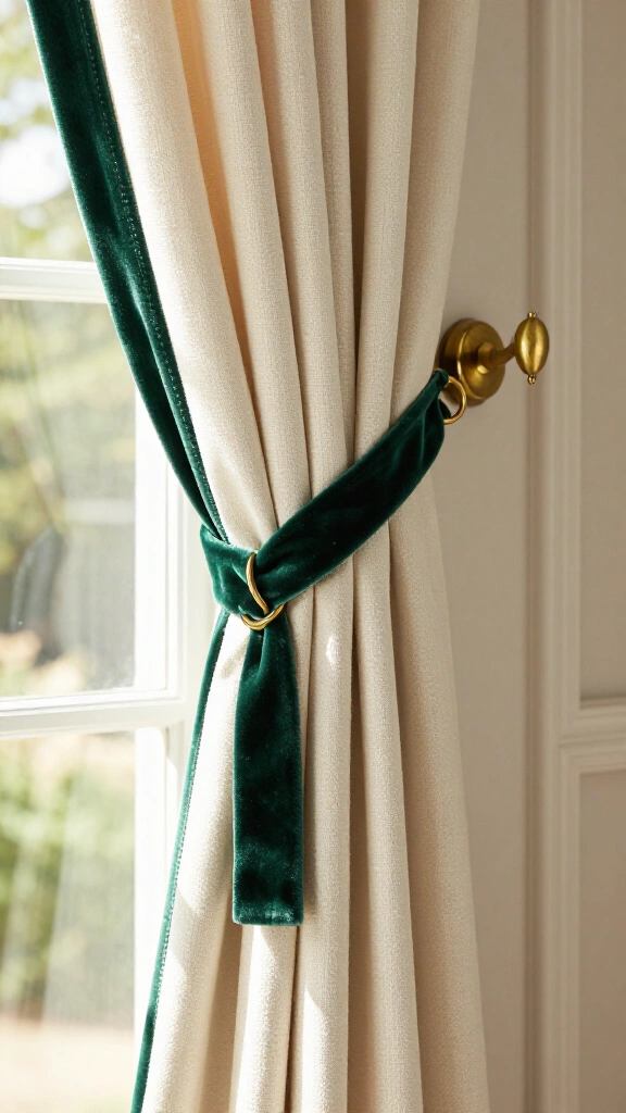 Velvet ribbon curtain tiebacks