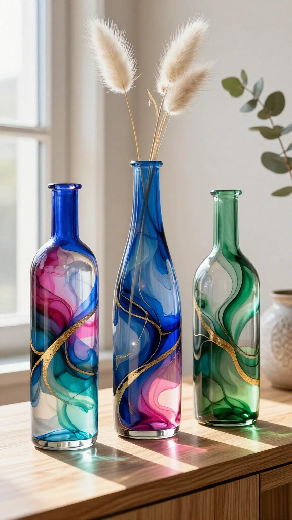 Alcohol Ink Abstract Art Vases