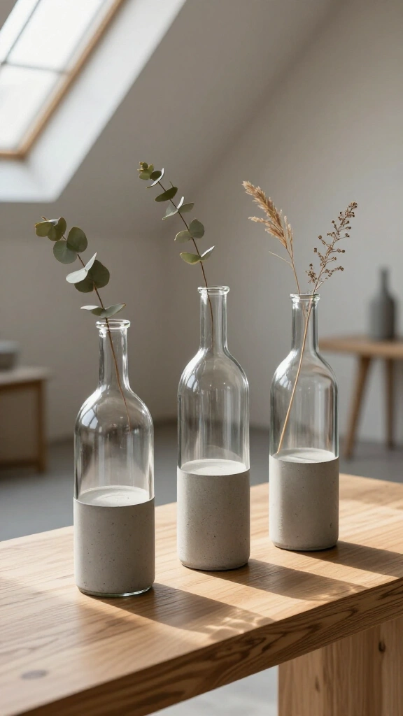 Concrete-Dipped Modern Vases