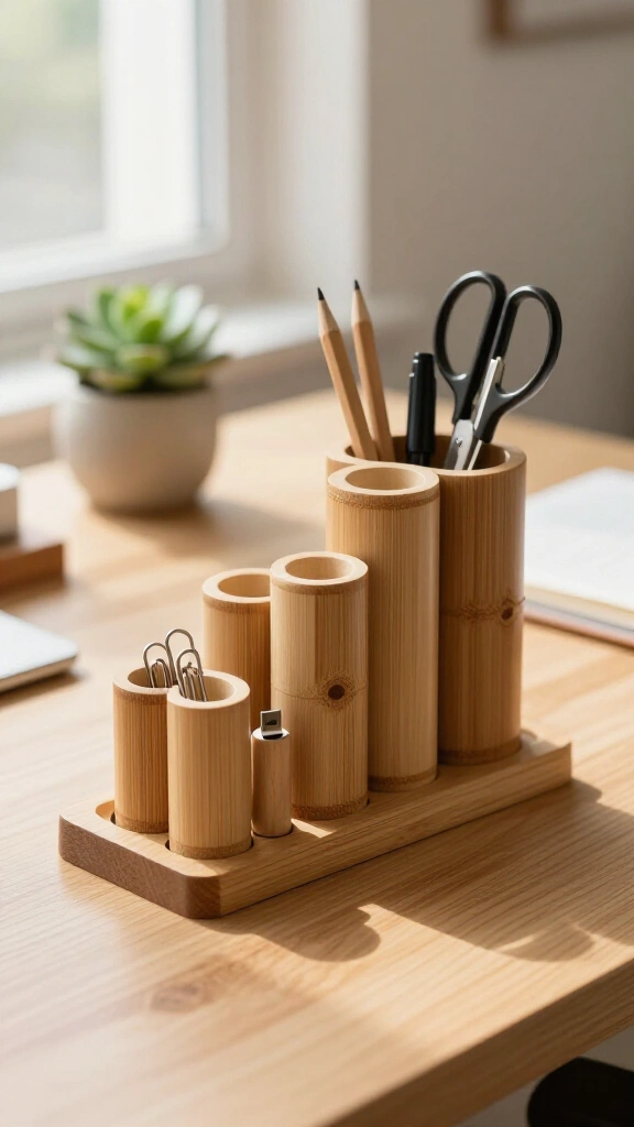 Bamboo Desktop Organizer Caddy