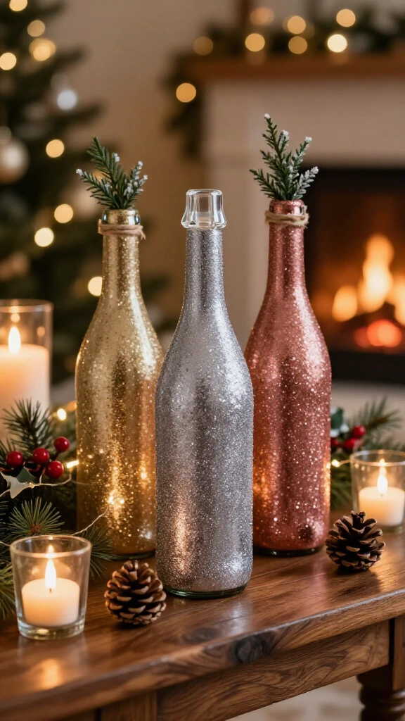 Festive Holiday Glitter Bottles