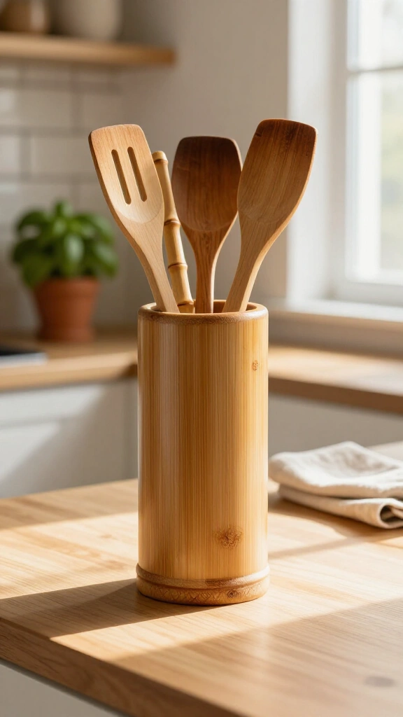 Bamboo Kitchen Utensil Holder