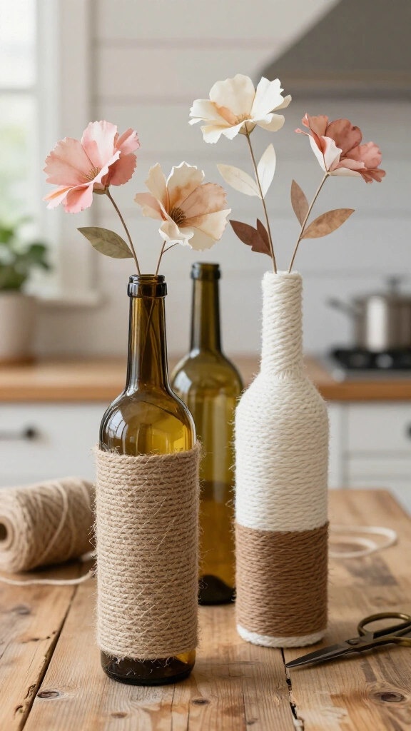 Rustic Twine-Wrapped Vases