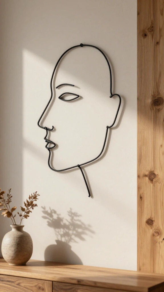 Minimalist Continuous Wire Face Wall Art